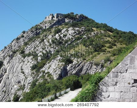 A Ruin On A Rocky Mountain In Grenoble.