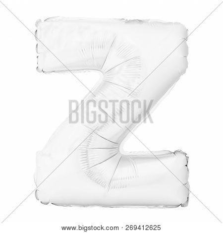 White Letter Z Made Of Inflatable Helium Balloon Isolated On White