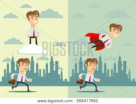 Teamwork. Business Concept . Stock Flat Vector Illustration