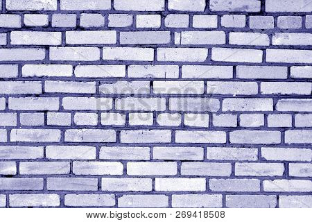 Old Grungy Brick Wall Surface In Blue Tone. Abstract Architectural Background And Texture For Design