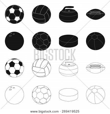 Vector Design Of Sport And Ball Icon. Set Of Sport And Athletic Vector Icon For Stock.