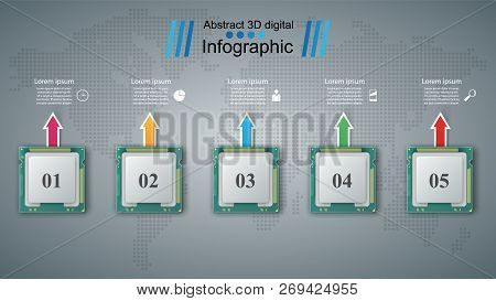 Computer Chip. Business Paper Infographic Vector Eps 10