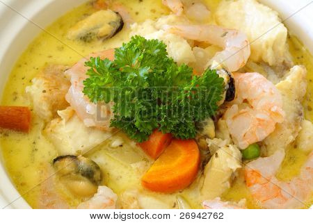 Fisk og skaldyr chowder - tæt op