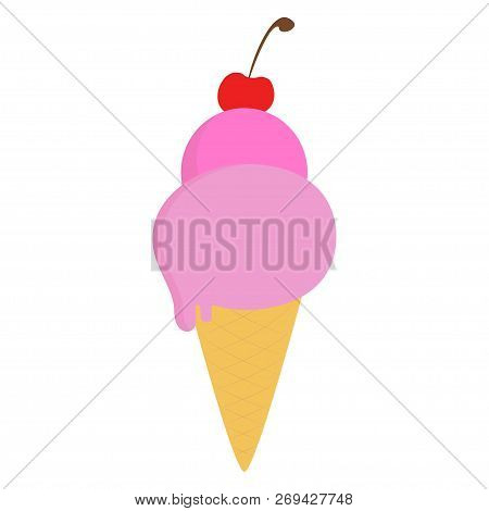 Ice Cream With Cherry. Vector Illustration. Eps 10.