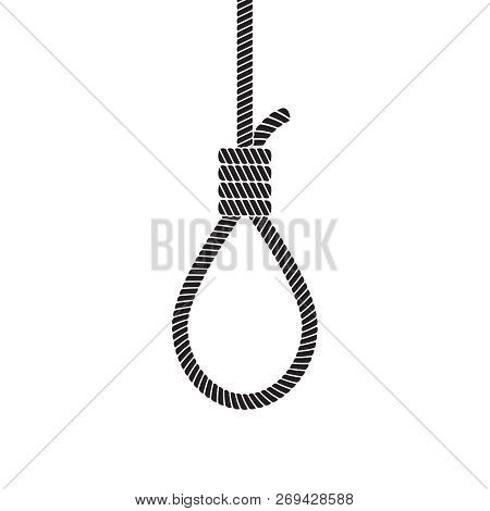 Rope With A Loop Concept Of The Death Penalty By Hanging. Noose With Hangmans Knot. Vector Illustrat