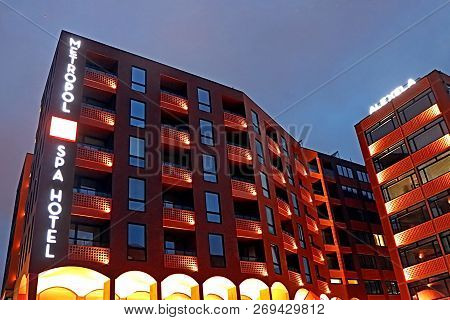 Tallinn, Estonia - August 30, 2018: Modern Architecture Of Metropol Hotel In Rotermann Quarter In Th