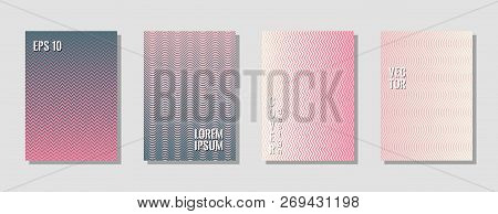 Bright Pink Grey Zig Zag Banner Templates, Wavy Lines Gradient Stripes Backgrounds For Musical Cover