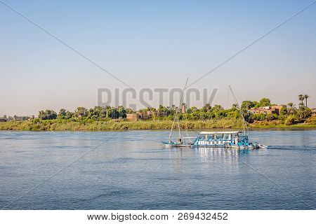 Small Old Fashion Crusing Boat Up The Nile, Egypt, October 28, 2018