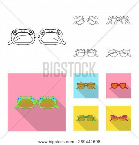 Vector Design Of Glasses And Sunglasses Icon. Collection Of Glasses And Accessory Vector Icon For St