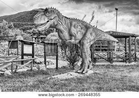 San Marco In Lamis, Italy - June 9: Carnotaurus Dinosaur, Featured In The Dino Park In San Marco In 