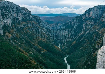 The Water Of The Verdon River In The Verdon Gorge Is A Brilliant Green Color. The Canyon In France I