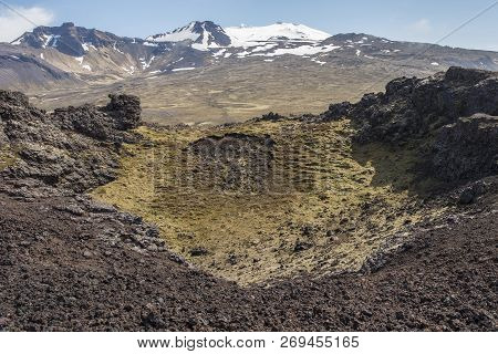 View At The Top Of Saxholar Crater, Iceland