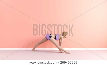 Lower Back Stretch Yoga Pose Female Woman Demonstration Concept 3D Render