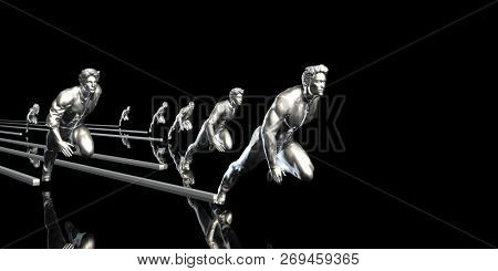 Market Leader with Company Team Leading to Success 3D Render