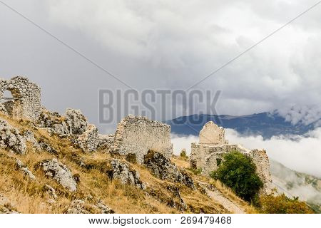 Rocca Calascio Old Italian Castle Location Film Of Famous Film The Name Of The Rose
