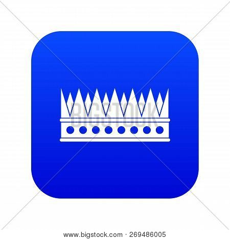 Regal Crown Icon Digital Blue For Any Design Isolated On White Vector Illustration