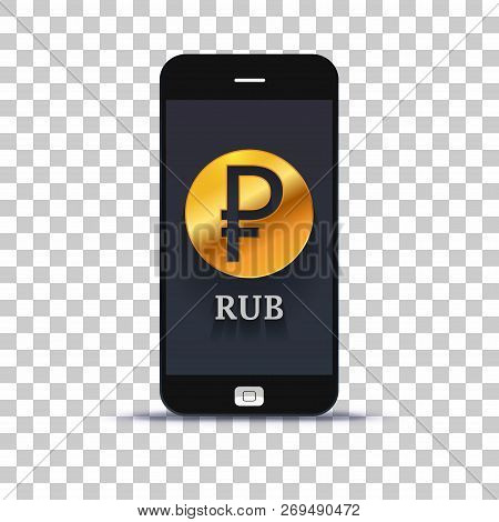Russian Rubel Exchange Application For Mobile Pone Pasted On Photo Paper