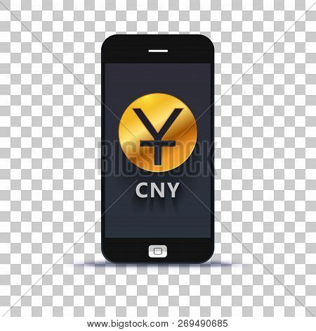 Chinese Yuan Exchange Application For Mobile Pone Pasted On Photo Paper