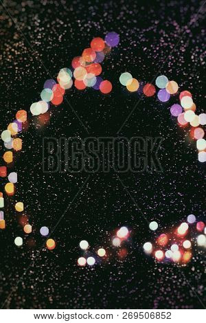 Bokeh Abstract Texture. Colorful. Defocused Background. Blurred Bright Light. Circular Points.