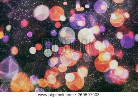 Bokeh Abstract Texture. Colorful. Defocused Background. Blurred Bright Light. Circular Points.