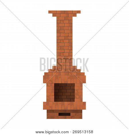 Fireplace Of Bricks. Vector Illustration. Heating Homes