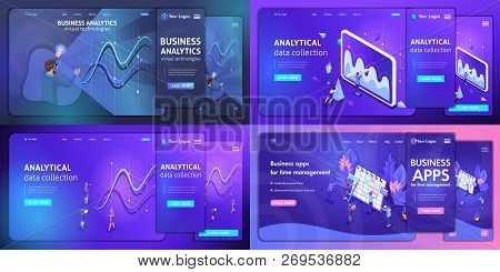 Set Website And Mobile Design Templates For Business, Analytical.center Vector Illustration Concepts