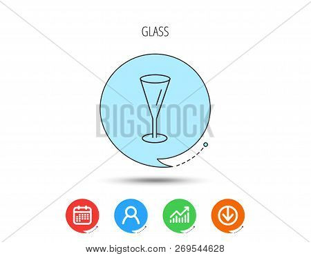 Champagne Glass Icon. Goblet Sign. Alcohol Drink Symbol. Calendar, User And Business Chart, Download