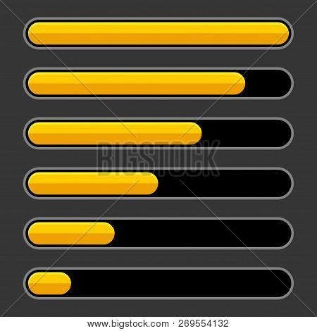 Color Progress Bar Set On Dark Background. Vector