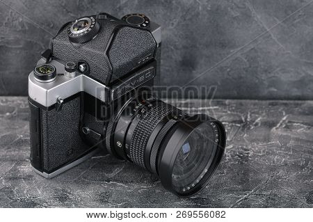 Moscow, Russia, April 13, 2017. The Old Soviet Medium Format Slr Camera Kiev-6c, Released1983.