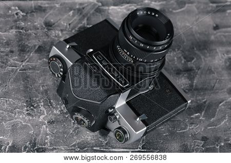 Moscow, Russia, April 13, 2017. The Old Soviet Medium Format Slr Camera Kiev-6c, Released1983.