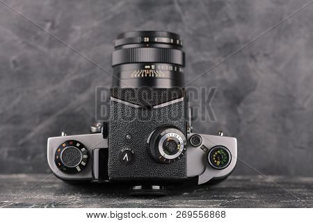 Moscow, Russia, April 13, 2017. The Old Soviet Medium Format Slr Camera Kiev-6c, Released1983.