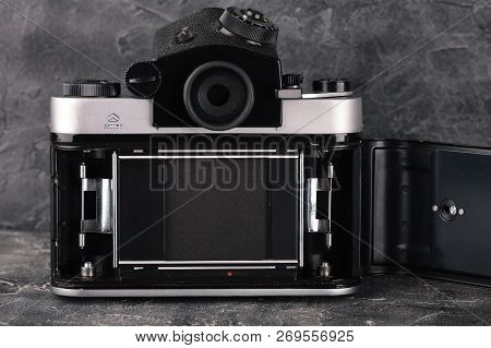 Moscow, Russia, April 13, 2017. The Old Soviet Medium Format Slr Camera Kiev-6c, Released1983.