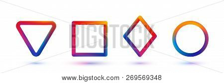 Vector Geomitric Shape Set Mesh Gradient. Triangle, Square, Rhombus Circle Isolated Colorful Frames.