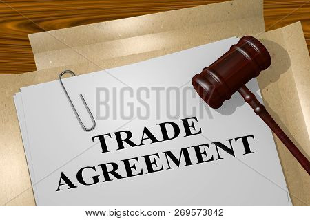 3d Illustration Of Trade Agreement Title On Legal Document