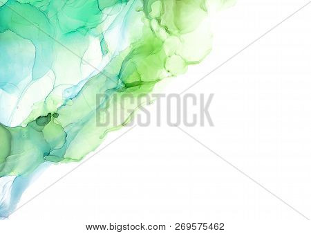 Alcohol Ink Sea Texture. Fluid Ink Abstract Background. Art For Design