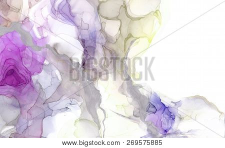 Alcohol Ink Sea Texture. Fluid Ink Abstract Background. Art For Design