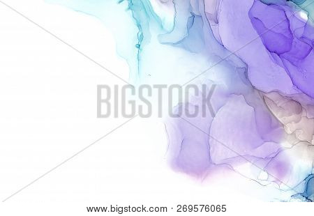 Alcohol Ink Sea Texture. Fluid Ink Abstract Background. Art For Design
