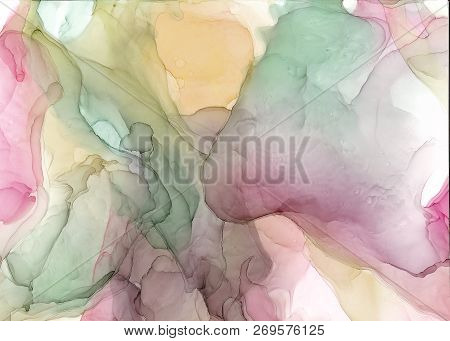 Alcohol Ink Sea Texture. Fluid Ink Abstract Background. Art For Design