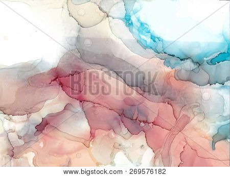 Alcohol Ink Sea Texture. Fluid Ink Abstract Background. Art For Design