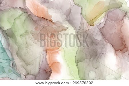 Alcohol Ink Sea Texture. Fluid Ink Abstract Background. Art For Design
