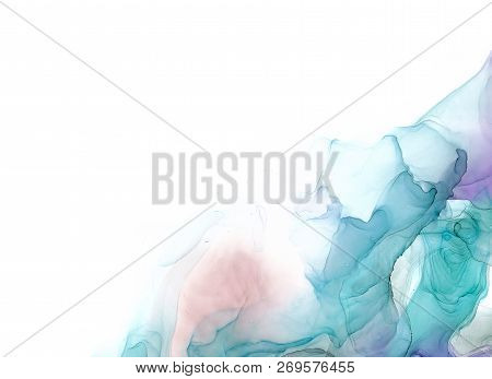 Alcohol Ink Sea Texture. Fluid Ink Abstract Background. Art For Design