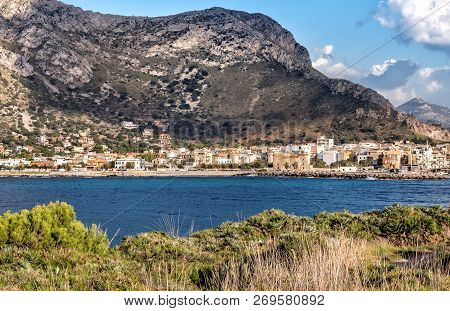 View Of The Capo Gallo Mount And Gulf Of Sferracavallo, Province Of Palermo, Sicily.