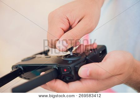 Remote Control Drone Hobby Leisure Entertainment Technology Innovation Concept. Installation Of The 