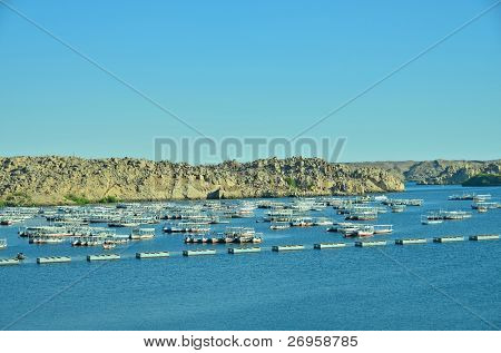 Barche sul lago Nasser, Egitto