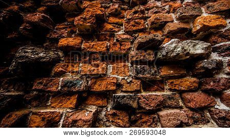 Brown And Red Brick Wall Textured Background