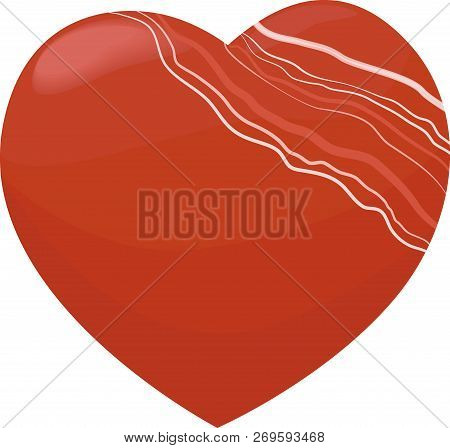 Mineral Stone Carnelian On White Background In The Shape Of A Heart