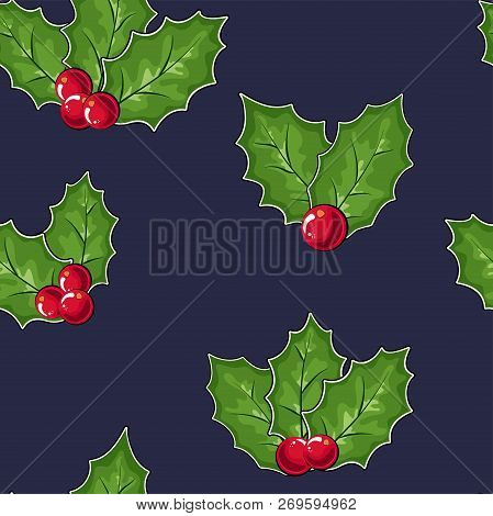 Cowberry Vector Illustration, Berries Images. Doodle Cowberry Vector Illustration In Red And Green C