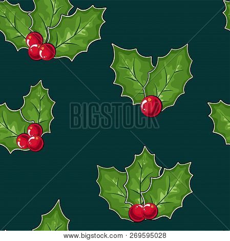 Cowberry Vector Illustration, Berries Images. Doodle Cowberry Vector Illustration In Red And Green C