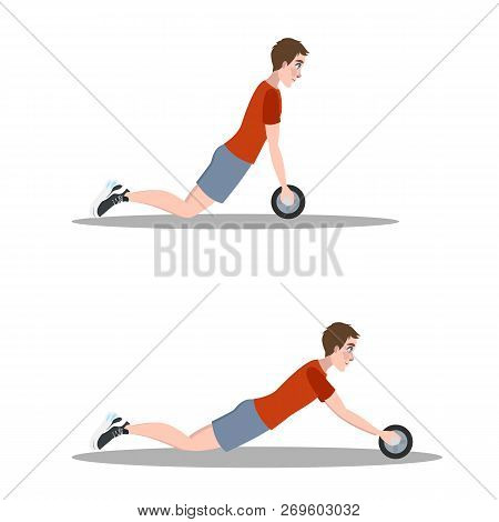 Man Doing Exercise In The Gym. Belly Burn