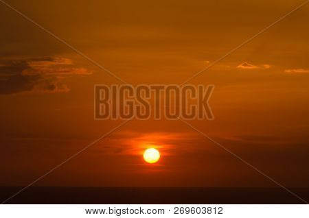Beautiful Sunset Over The Ocean. Sunrise In The Sea , At Thailand